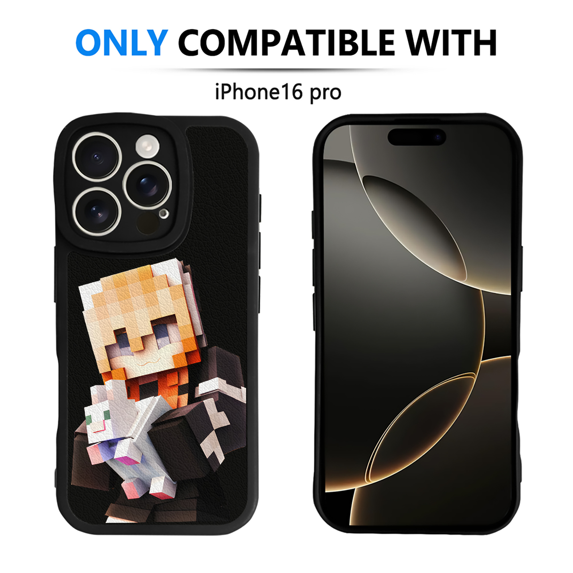 （画像用） マインクラフト ブロックの世界 Minecraft MC Block world 【iPhone 16シリーズ対応】シリコンスマホケース（レザー調） 材質：シリコン
